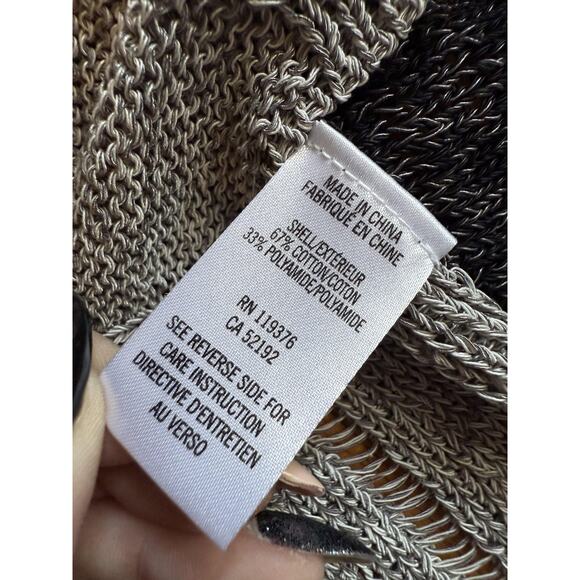 Helmut Lang Sweater Womens Small Gray Black Colorblock Open Knit SHK0073 Raglan - Picture 4 of 5